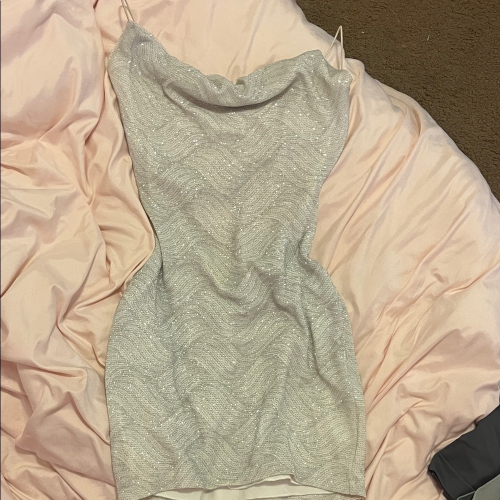 Silver Glitter Mini Dress